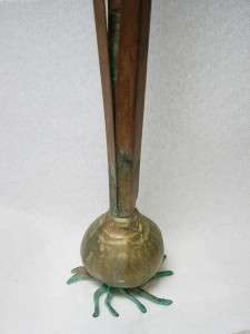 Vntg CARNEVALE 1985 Brass Copper Spring Onion Scallion Vase~Porcelain 