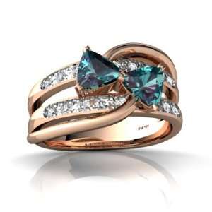    14k Rose Gold Trillion Created Alexandrite Ring Size 4 Jewelry