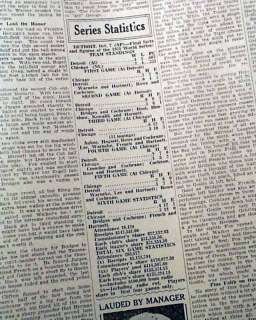 1935 WORLD SERIES 1st Ever DETROIT TIGERS Championship Win 1st Report 