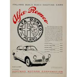  1960 Alfa Romeo Giulietta Coupe Hoffman Motors Price Ad 