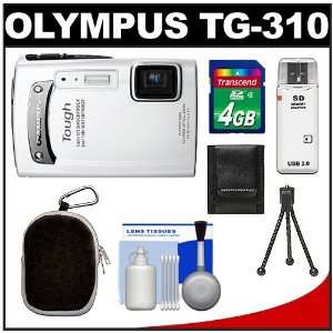 Olympus Tough TG 310 Shock & Waterproof Digital Camera (White) with 