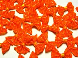 35 Orange Bow Ribbon Applique Embellishment Decor A560  