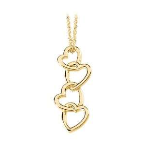  14K Yellow Gold Linked Hearts Necklace Katarina Jewelry