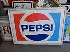 Vintage LARGE 1970s Pepsi Sign 45x32 Boxed Out Non P