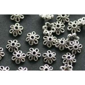  #9932 Antique Silver   6mm flower bead caps   Lead Free 