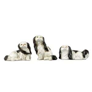  Small Spaniels Dogs Displaying Statue Sculpture (Set of 3 