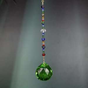  Color Beads 24% lead Crystal Chain 4.5 long & 30mm Green Ball Prism 