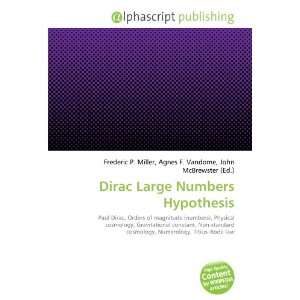  Dirac Large Numbers Hypothesis (9786133893139) Books