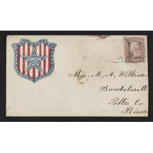  Civil War envelope showing shield,star bearing message 