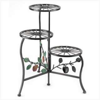 WROUGHT IRON COUNTRY APPLE MOTIF PLANT STAND  