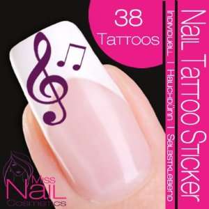  Nail Tattoo Sticker Music / Notes   berry Beauty