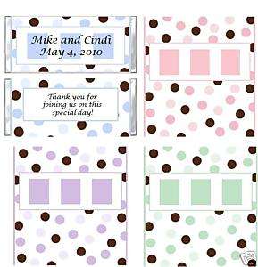 polka dots WEDDING candy bar wrappers FAVORS pink green  