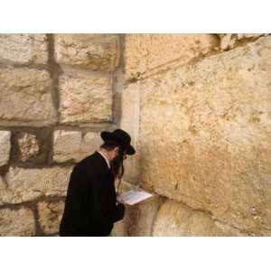  Men Praying at the Wailing Wall, Jerusalem, Israel 