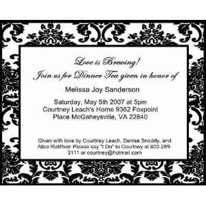  4 X 6 Black and White Brocade Invitations Personalized 