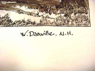 1940s C.Palmer Ink, Gouache & Watercolor   House in W. Danville, New 
