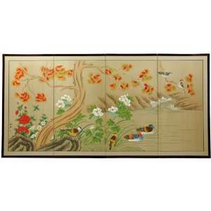 Sumi e Ducks Asian Wall Art   6ft. Forest Forever Hand Painted Folding 