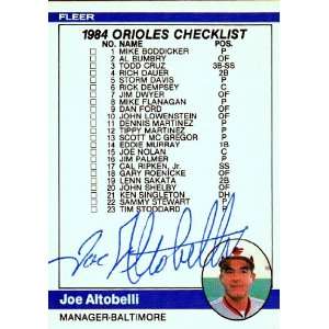  1984 Fleer #647 Joe Altobelli Orioles Signed Everything 