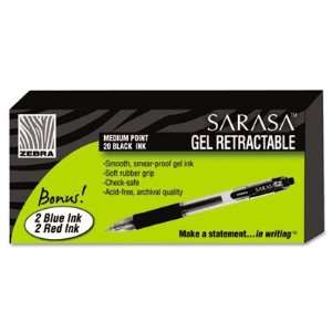  Zebra Sarasa Gel Retractable Roller Ball Pen ZEB46610 