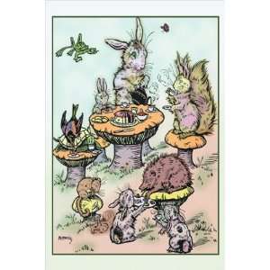  Bunnies Tea Party   Poster by Michael Morris (12x18 