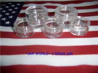 LOT OF 25~3 GRAM CLEAR CAP JARS w/ LABELS~FREE S&H  