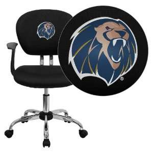   Lions Embroidered Black Mesh Task Chair with Arms and Chrome Base
