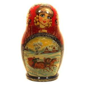  Matryoshka With Winter Troika Scene. 