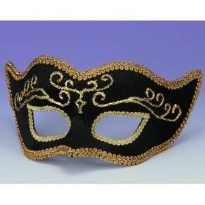   Black Venetian Mardi Gras Carnival Parade Half Mask Toys & Games