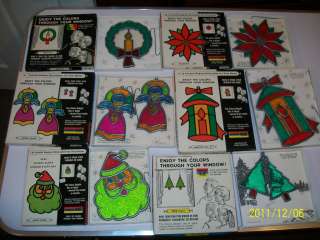Vintage 1960s Plastic Stained Glass Christmas Window Ornaments (lot 
