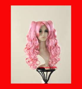 SWEET CURLY WAVY PINK PONYTAILS COSTUME COSPLAY WIG NEW  