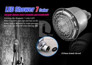   Romantic 7 Color Bell shaped LED Shower Head Water Current Energy
