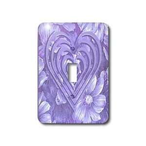 Beverly Turner Heart Design   Purple Heart on Flowers   Light Switch 