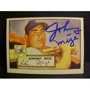 Johnny Mize New York Yankees #129 1952 Topps Reprints Signed Baseball 