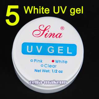 5pcs White Nail Art UV Gel Builder Tips Manicure Kit Acrylic gem Deco 