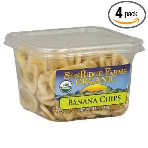 Sunridge Farms Banana Chips Organic Tub, 5 ounces (Pack of4)  