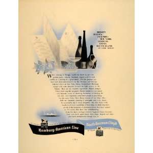 1937 Ad Hamburg American Line North German Lloyd Menu   Original Print 