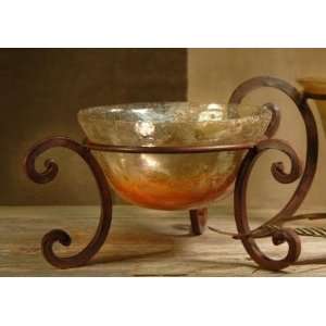    Tuscan Mediterranean Iron and Glass Decorative Bowl