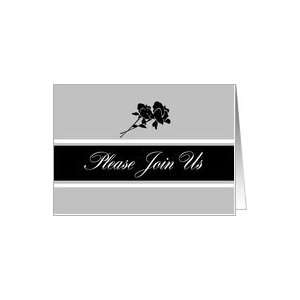 Vow Renewal Contemporary Black, White and Grey Floral Silhouette Card
