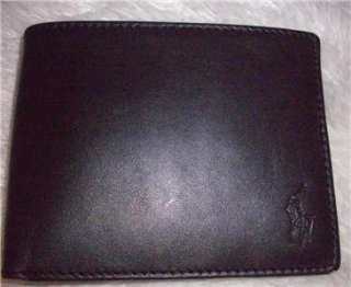 New In Box Polo Ralph Lauren Leather Passcase Wallet Black MSRP$145 