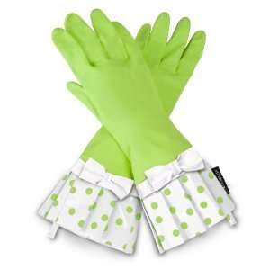 Gloveables Lime Green Polka Dots Gloves with White Bow