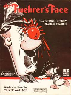 Der Fuehrers Face 1942 DONALD DUCK Walt Disney HITLER Sheet Music 