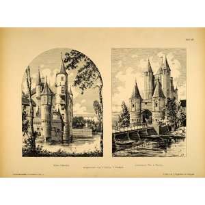  1890 Print Castle Heeswijk Amsterdamse Poort Holland 