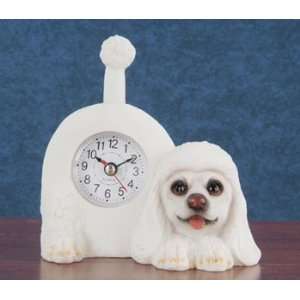  Poodle Tail Waggin Dog Clock   White