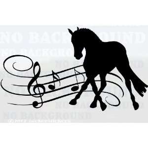 Beautiful Musical Dressage Horse Trailer or Wall Large Black Vinyl 