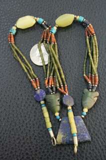 AFGHAN TRADITIONAL JADE AND LAPIS LAZULI STONE NECKLACE  