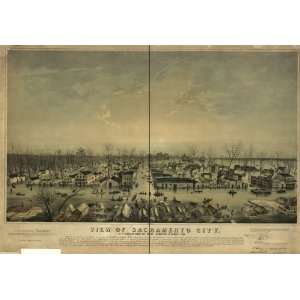  Historic Panoramic Map View of Sacramento City  as it 