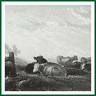 Listed Belgian Henri Campotosto 1888 Antique Engraving The Dead Lamb 
