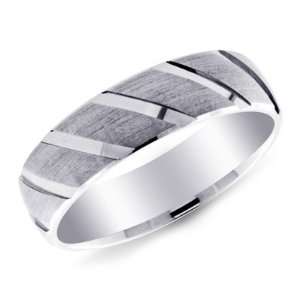  14K White Gold Elegant Mens Wedding Band Ring Size 10 