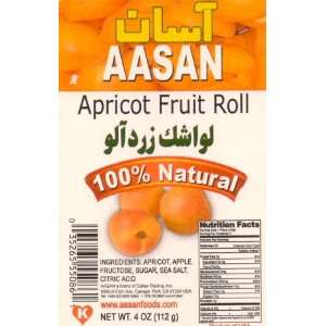 AASAN Apricot Fruit Roll (Lavashak Zardalu) 4 oz   Pack of 6  
