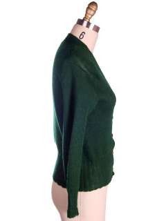   Sweater Wool Knit Green 1940s 4 Ribbed Waistband Distressed M  