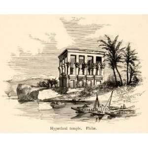  Engraving Ancient Egypt Philae Hypaethral Temple Island Nile River 